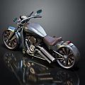 Vintage Chrome Motorcycle With Brown Leather Seat Exposed Engine And Reflective Surface