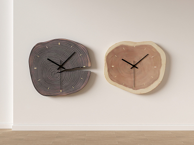 Modern Clock Solid Wood Log Clock Wall Clock 3d model