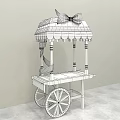 Colorful Candy Cart With Blue Orange Striped Canopy And Orange Bow