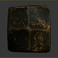 Natural Wood Stone Polyhedral Raw Specimen Featuring Dark Gray Black And Orange Veins