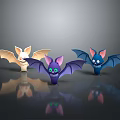 Cartoon Bat Game And Movie Characters With White Purple Blue Large Wings Green Blue Eyes