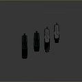 Four Black Curved Firearm Magazines Arranged On Dark Background As Weapon Accessories