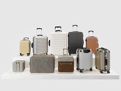 Stylish Rolling Luggage And Suitcases With Various Colors And Sizes For Travel 3d model