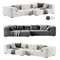 Modern Sectional Sofa With Plush Pillows Throw Blanket And Gray Beige Color Options