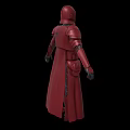 Red Armored Game Movie Character With Long Robe Helmet And Black Gloves