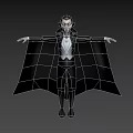 Game And Movie Character Vampire In Black Cape With White Shirt And Bow Tie