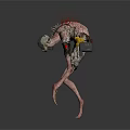 Futuristic Biomechanical Monster With Spiked Back Long Legs And Mechanical Gear