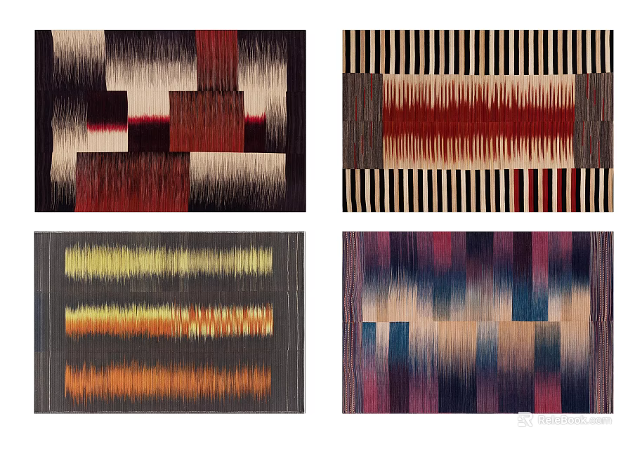 Square Rugs Featuring Abstract Geometric Patterns And Vibrant Color Combinations 3d model