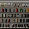 Household Jars With Various Colors And Designs Neatly Arranged On Shelves