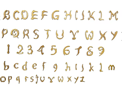 Decorative Gold Letters And Numbers Wall Decor For Home Interior Decoration 3d model