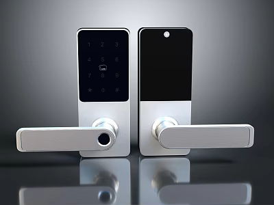 Smart Electronic Door Handle With Digital Screen Keypad And Modern Security Design 3d model