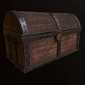 Classic Vintage Wooden Chest With Metal Straps And Antique Lock Details