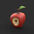 Game Movie Character Inspired Red Apple With Bite Mark Green Leaf And Water Droplets