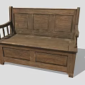 Outdoor Wooden Bench with Backrest Armrests and Storage Compartment Design