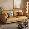 Modern double sofa coffee table combination 3d model