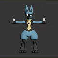 Pokémon Lucario 3D Model Character With Blue Body Black Ears And Yellow Chest Marking