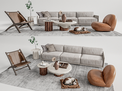 Modern sofa coffee table combination 3d model