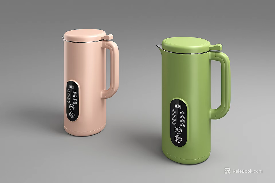 Pink And Green Electric Kettles For Home Use 3d model 