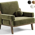 Beige Upholstered Armchair with Wooden Armrests Legs and Multiple Color Options