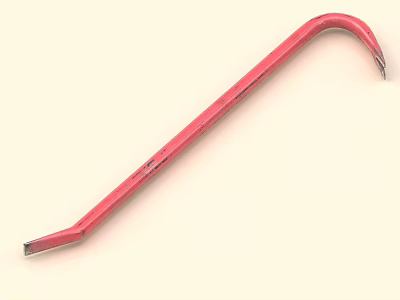 Durable Red Crowbar Hardware Tool For Manual Construction Repair And Demolition Work 3d model