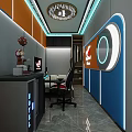 Modern Workspace Interior With Computer Desk LED Lights Chair And Decorative Elements 3d model