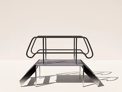 Modern Metal Stairs Design With Sleek Railing And Anti Slip Steps 3d model