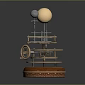 Intricate Mechanical Device With Golden Silver Spheres Gears And Spiral Structure On Decorative Base