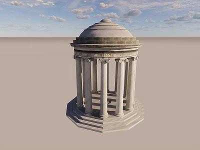 Classical Style Stone Architectural Structure With Dome Columns And Octagonal Base 3d model