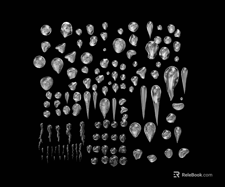 Various Shapes And Sizes Of Gemstones On Black Background With Shiny Surfaces 3d model 