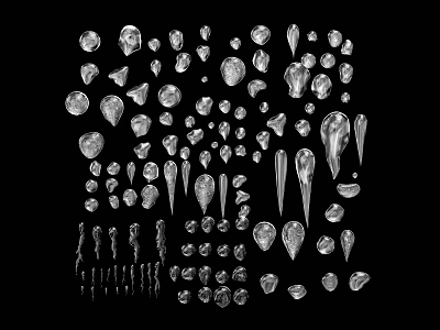 Various Shapes And Sizes Of Gemstones On Black Background With Shiny Surfaces 3d model