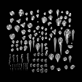 Various Shapes And Sizes Of Gemstones On Black Background With Shiny Surfaces