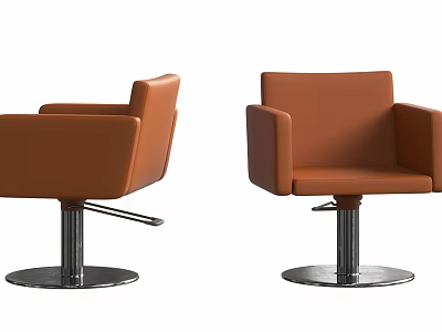 Brown Leather Leisure Chairs With Armrests And Metal Swivel Base 3d model