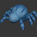 Blue Striped Spider Plush Toy With Round Body And Eight Legs