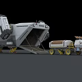 Futuristic Spacecraft With Docked Rover And Sci Fi Exploration Equipment 3d model