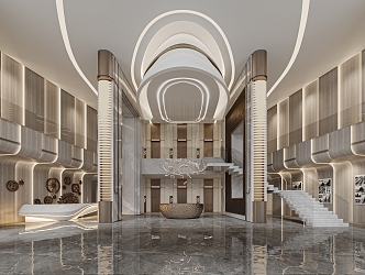 Modern Hotel Lobby Hall Reception Room Front Desk 3d model