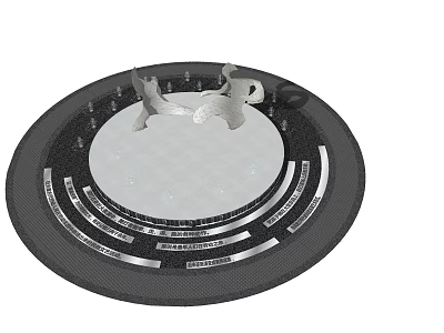 Ornate Circular Fountain Design Featuring Central Sculpture And Decorative Bands 3d model