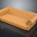 Orange Tufted Multi Seat Sofa with Scroll Arms and Classic Living Room Design