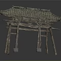 Traditional Chinese Architectural Structure With Wooden Frame Tile Roof And Curved Eaves
