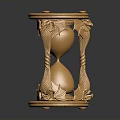 Ornate Golden Hourglass With Dragon Shaped Handles And Intricate Top Base Carvings