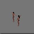 Woman In Purple Patterned Bikini Posing With Arms Outstretched Front And Side View 3d model