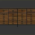 Vintage Wooden Storage Cabinet with Multiple Drawers and Metal Handles Design