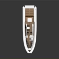 White Leisure Boat With Brown Seats Open Deck And Modern Design