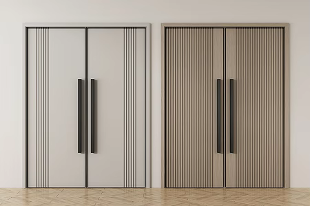 Modern Double Door Double Door Wooden Door Grille Flat Door Banquet Hall Flat Door Hotel Flat Door 3d model
