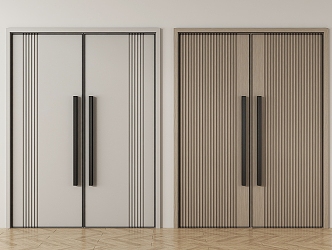 Modern Double Door Double Door Wooden Door Grille Flat Door Banquet Hall Flat Door Hotel Flat Door 3d model