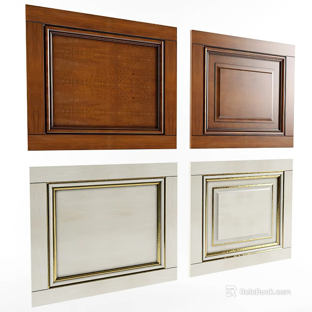 Various Kitchen Cabinet Door Designs With Brown White Frames And Decorative Edges 3d model 