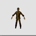 Detailed Cartoon Style Male Character Wearing Yellow Striped Shirt On Black Background