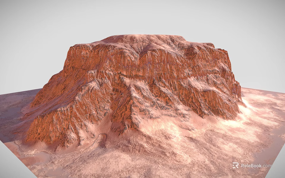 Red Mountain Scenic View Featuring Rocky Texture Sandy Ground and Desert Like Terrain 3d model 