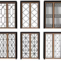 Modern Sliding Doors With Various Geometric Patterns Metal Frames And Glass Panels 3d model