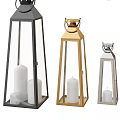 Modern Metal Frame Glass Wall Decor With Black Gold Silver Lanterns And Candles