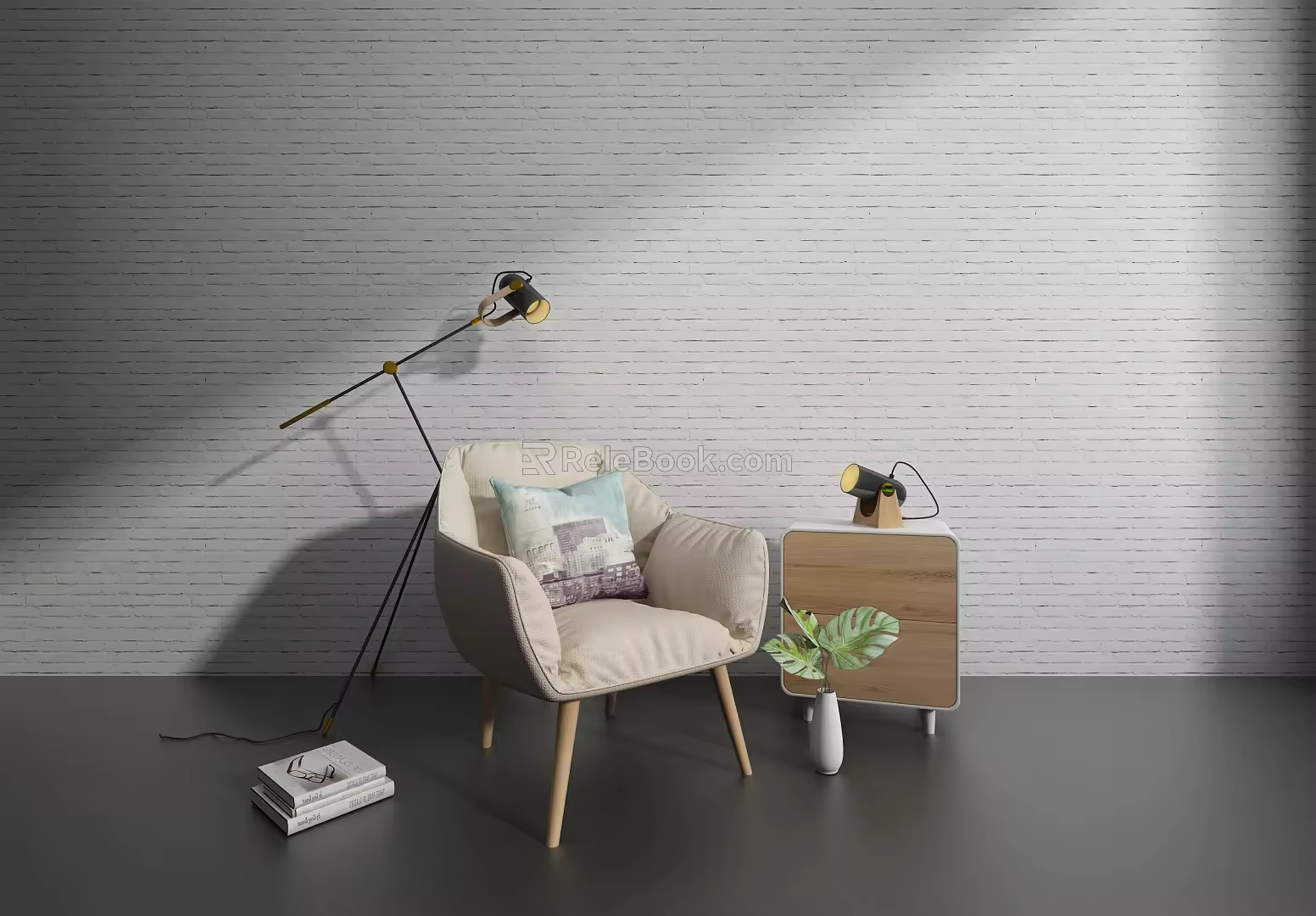 Nordic Sofa Chair Combination 3d model